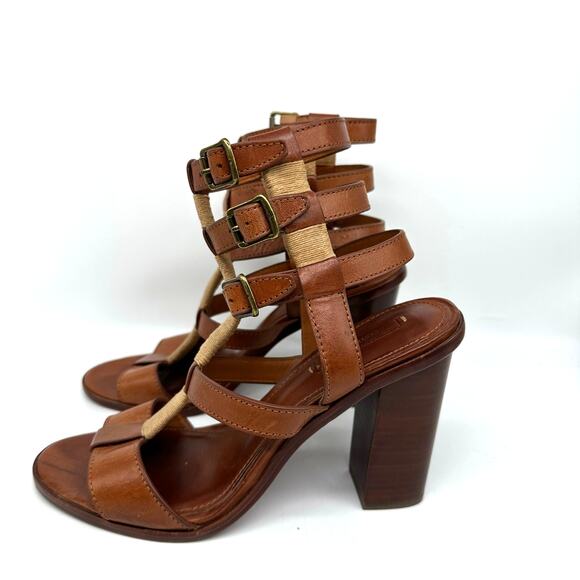 Frye Suzie Gladiator Leather Sandal Heels Cognac Brown
Womens Size 8 Strappy - Picture 3 of 14